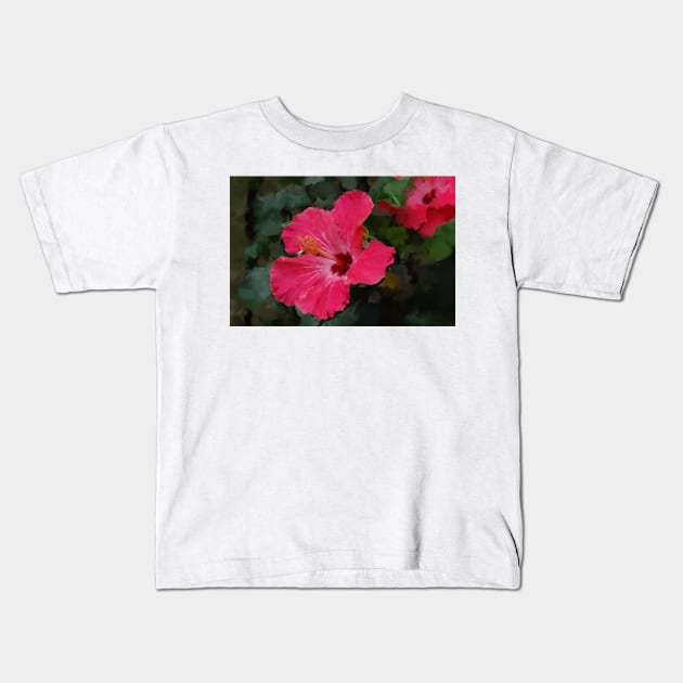 Pretty in Pink Hibiscus Flower Kids T-Shirt by Star58